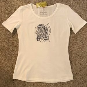 🌀NWT! Earth Lover Short sleeve tee with zebra bling detail